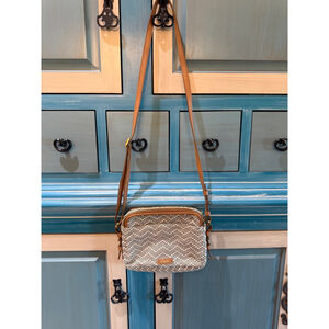 Women's Fossil Woven Fabric Crossbody Bag, One Size, White/Black